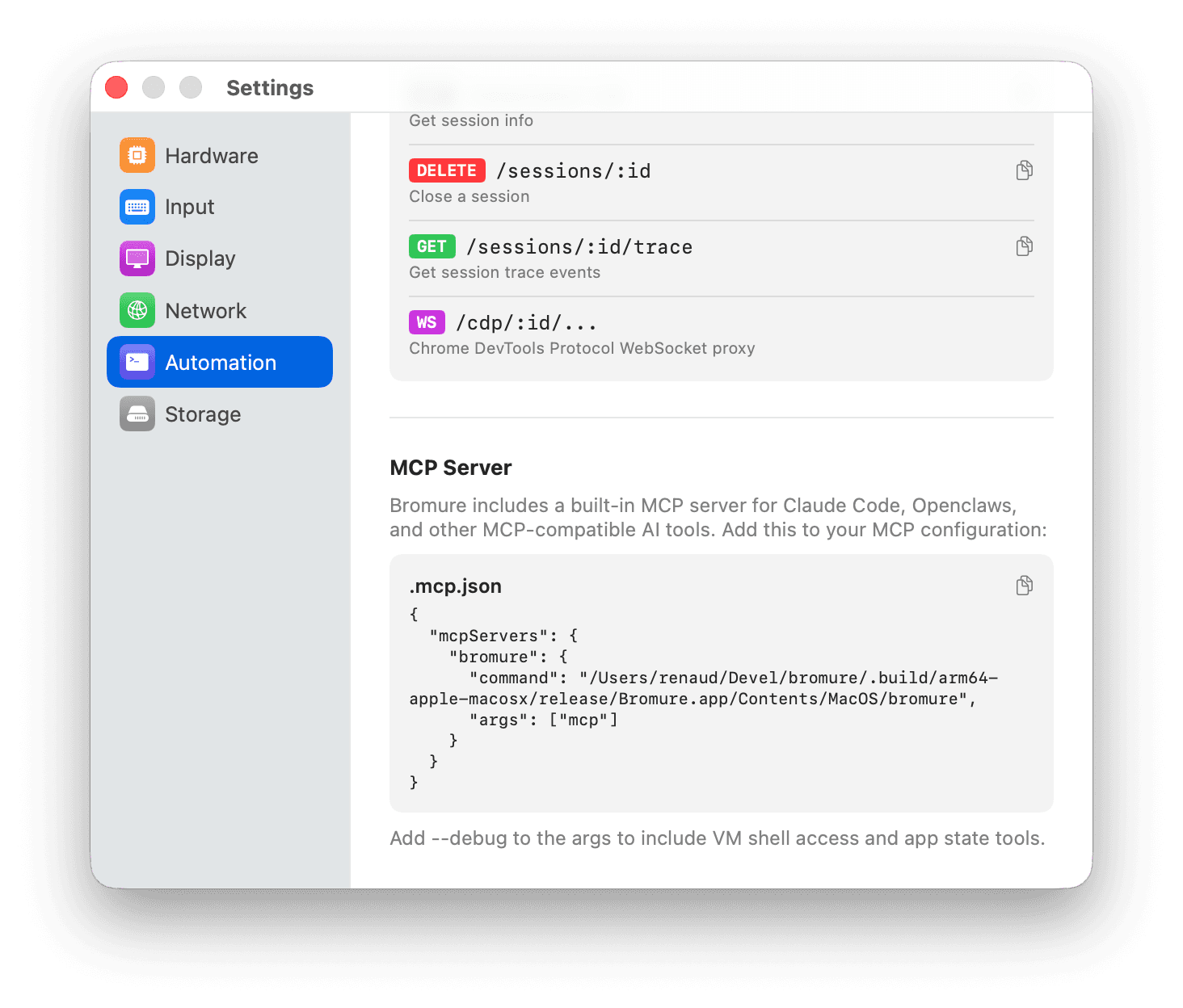 Configuration du serveur MCP de Bromure pour les outils d'IA
