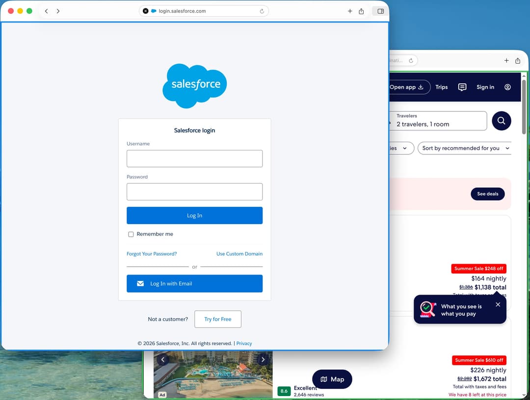 Perfil de trabalho navegando no Salesforce
