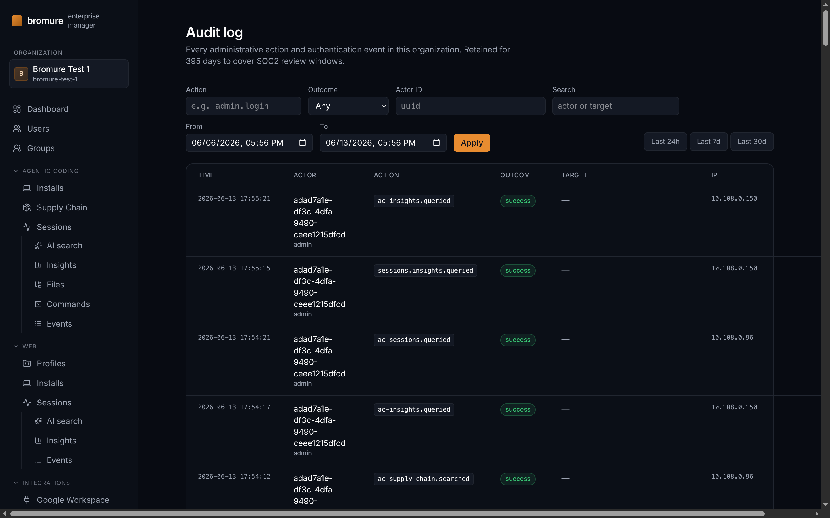 Audit log