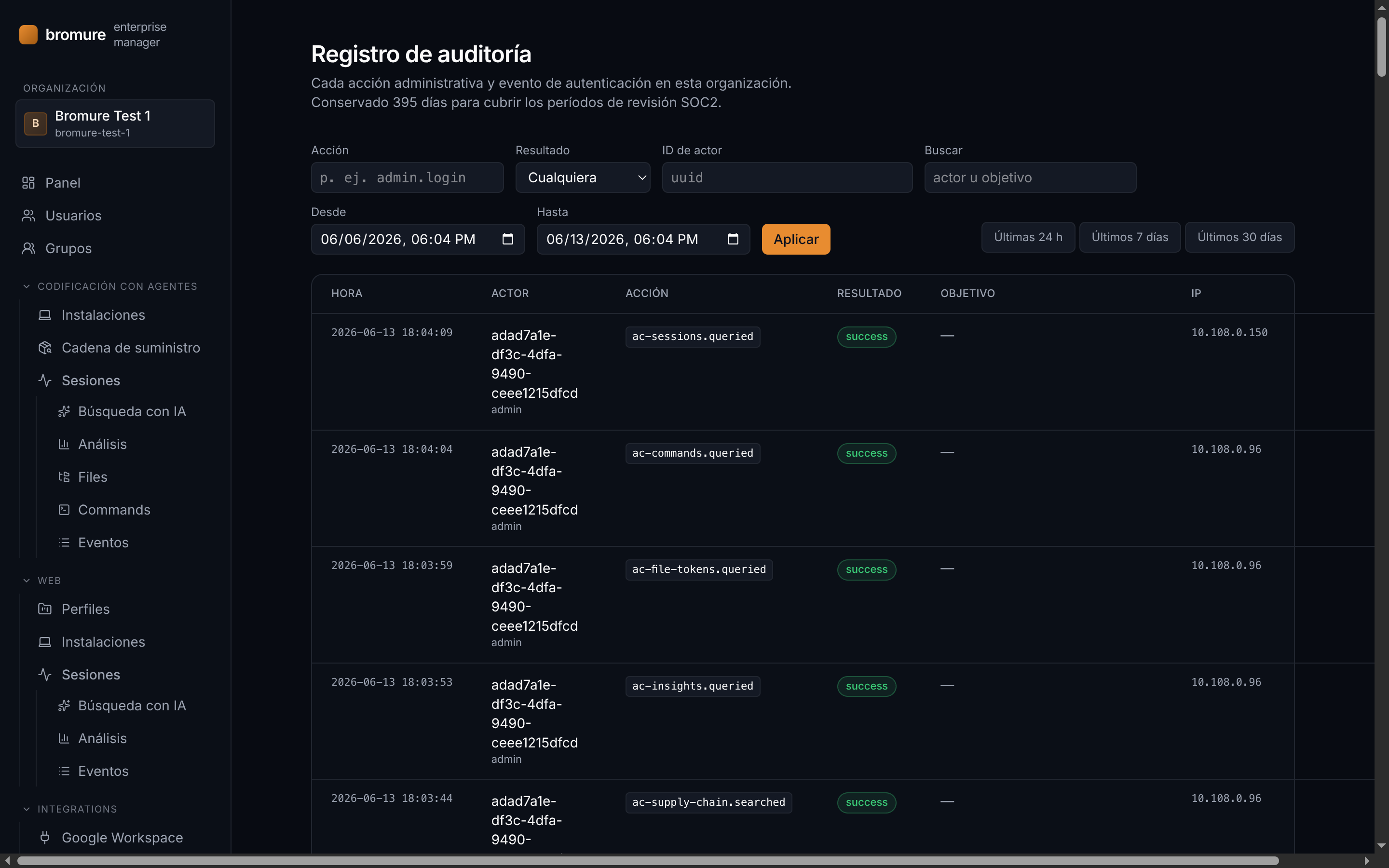 Registro de auditoría