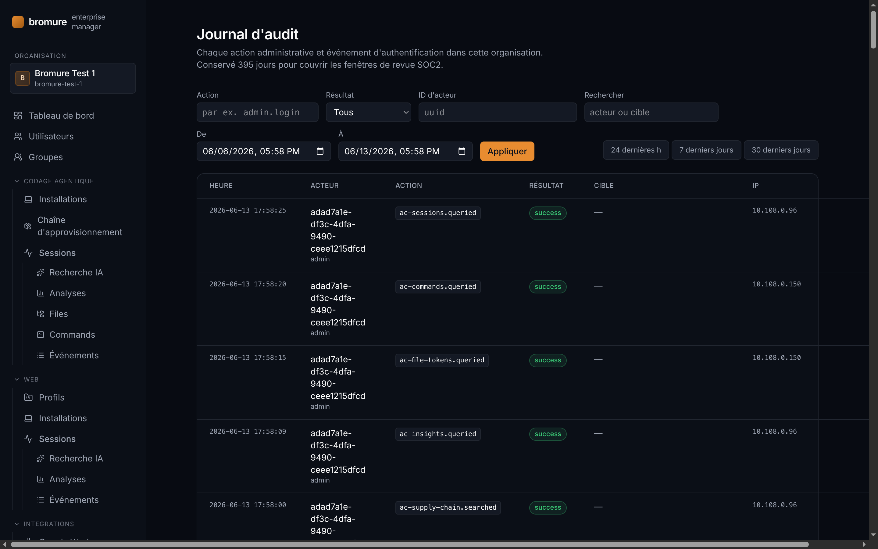 Journal d'audit
