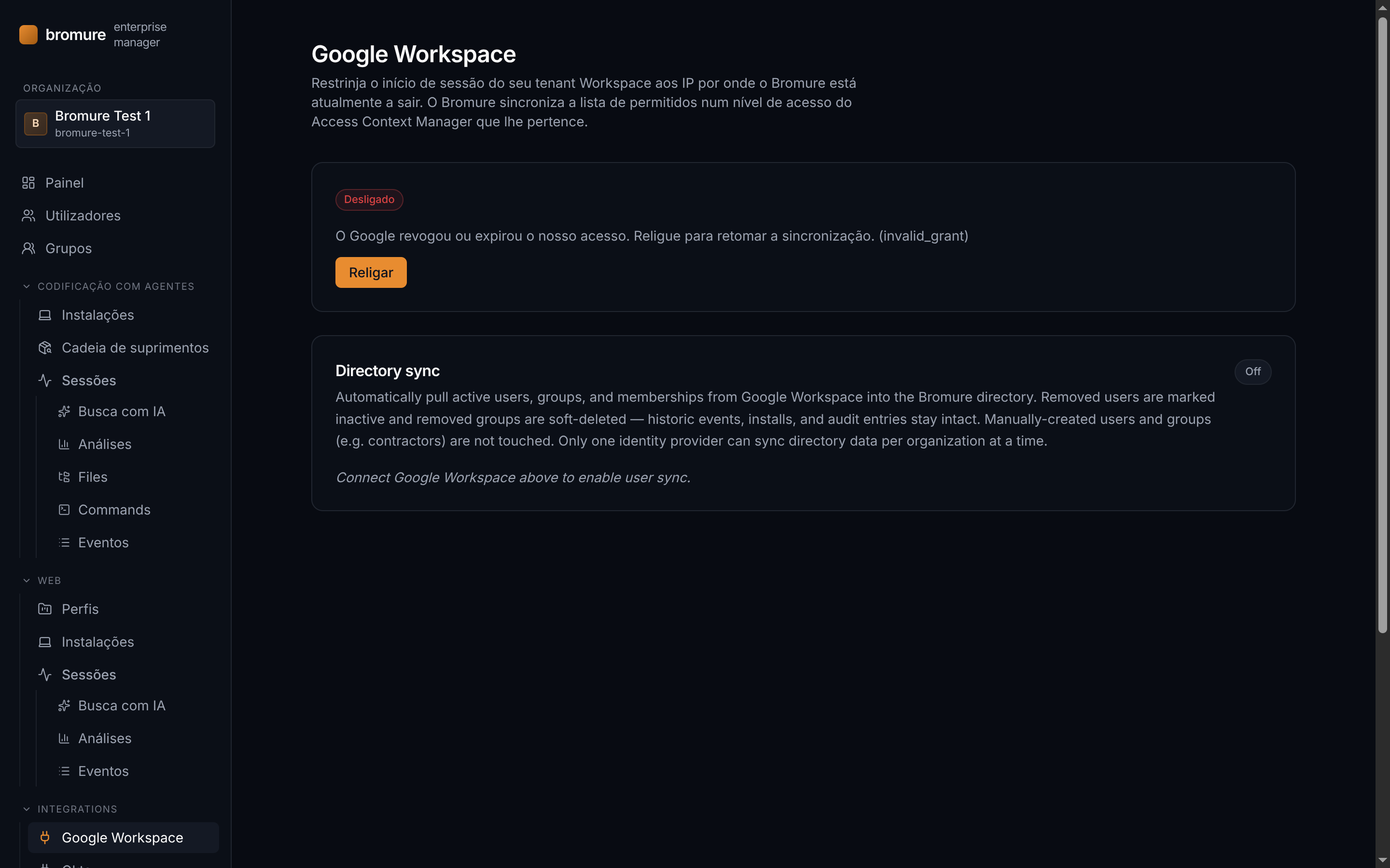 Integração com o Google Workspace