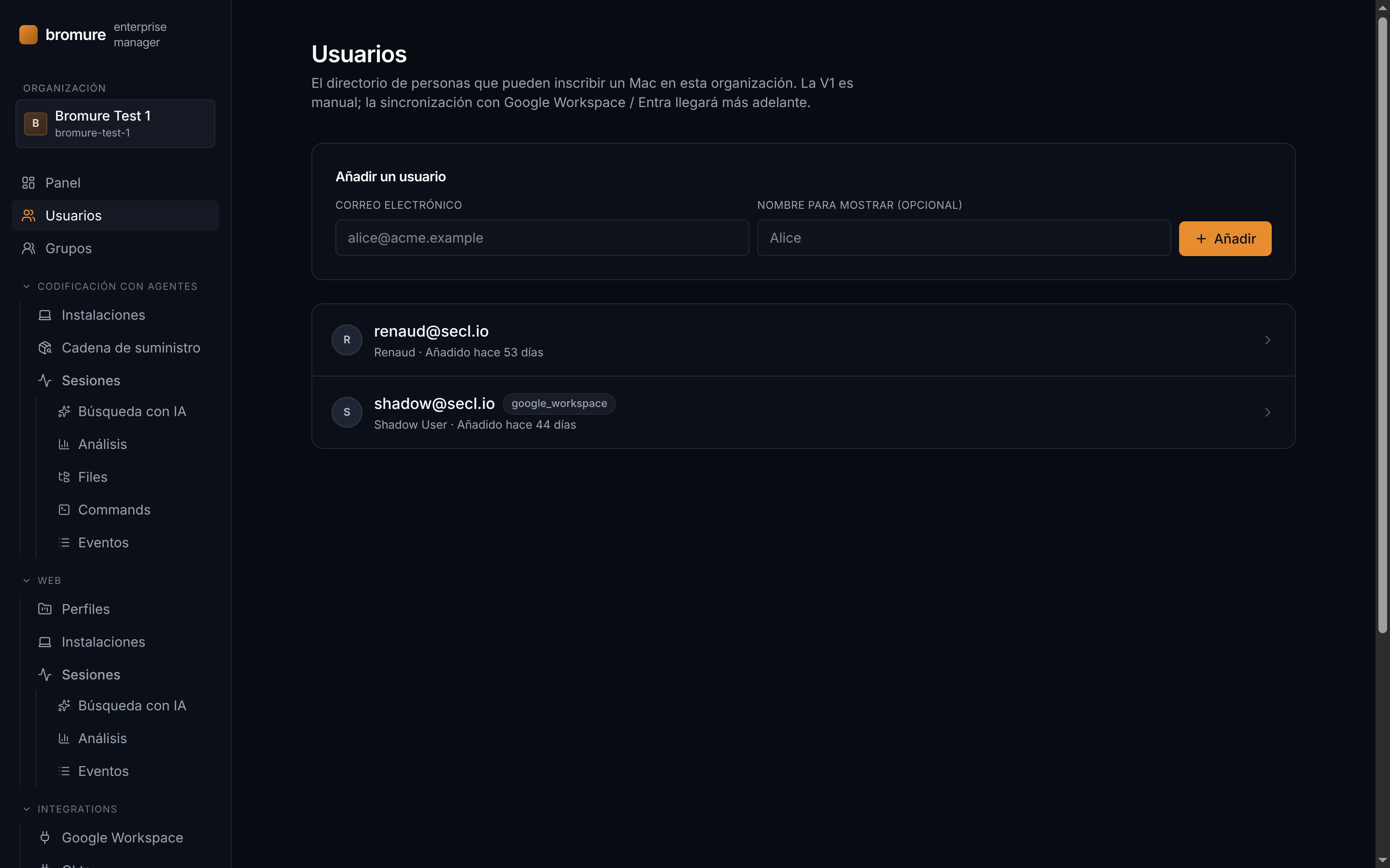 Directorio de usuarios